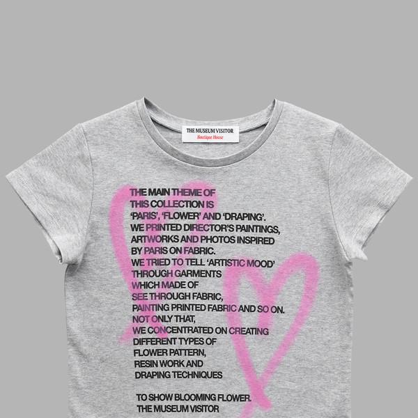 CROP HEART SPRAYED T-SHIRTS (GREY)