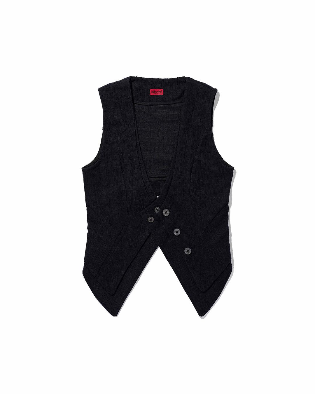OVERLAP LAYERED VEST_BLACK