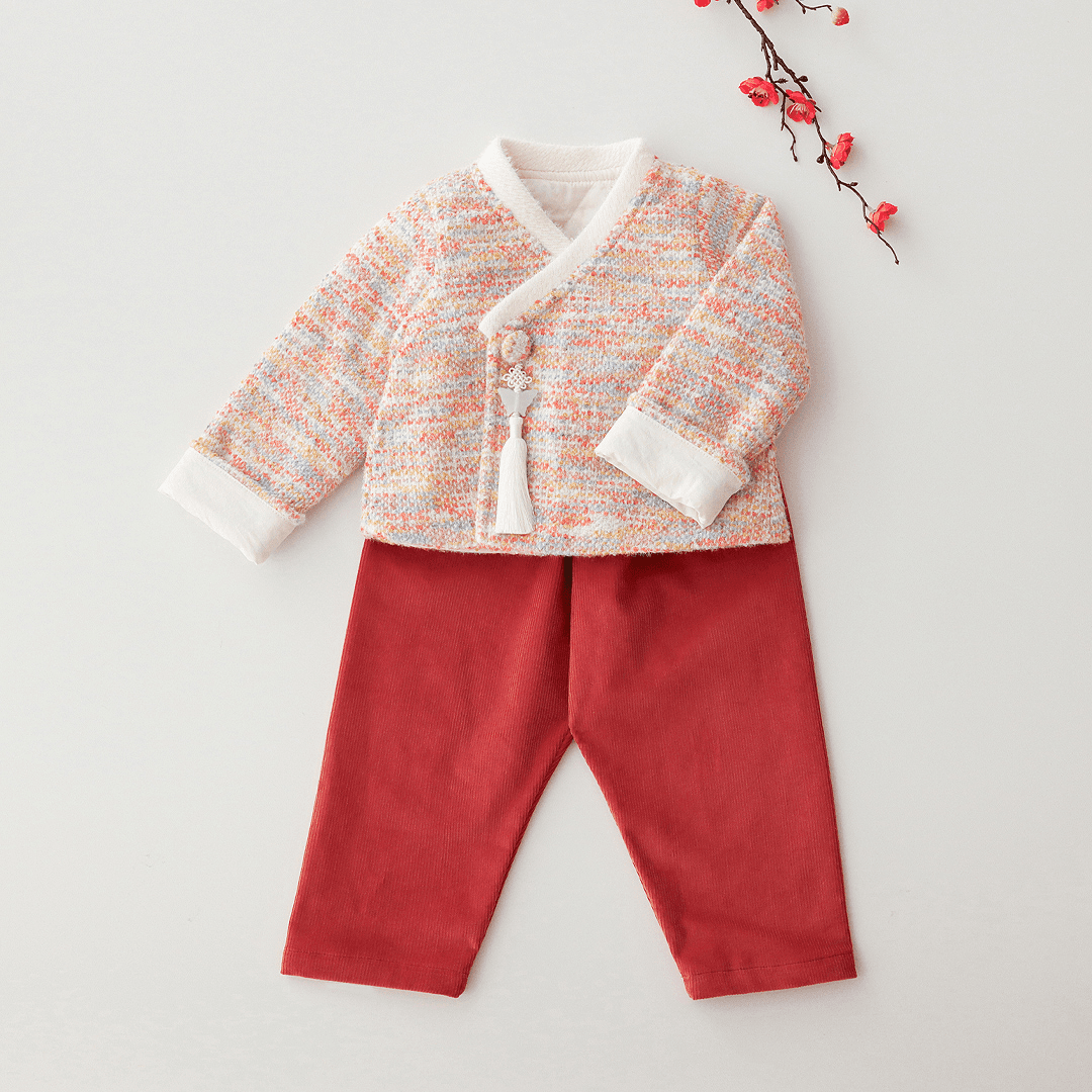 [발송예정1/10][4차][소보루한복][선물증정] 오색빛 담은 누빔 저고리 + 팬츠 레드