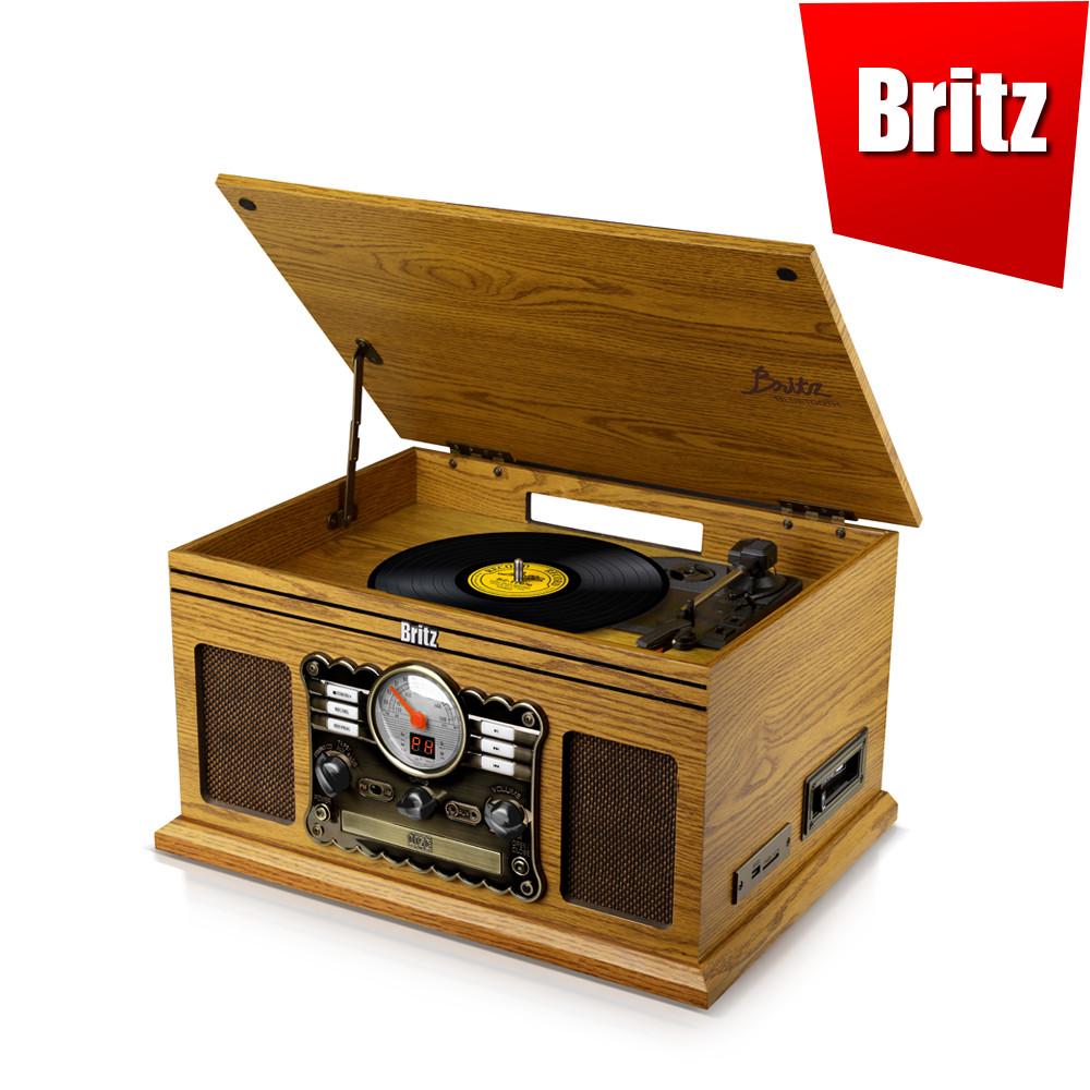 브리츠 LP 턴테이블 빈티지 LP 플레이어 블루투스 오디오 스피커 CD플레이어