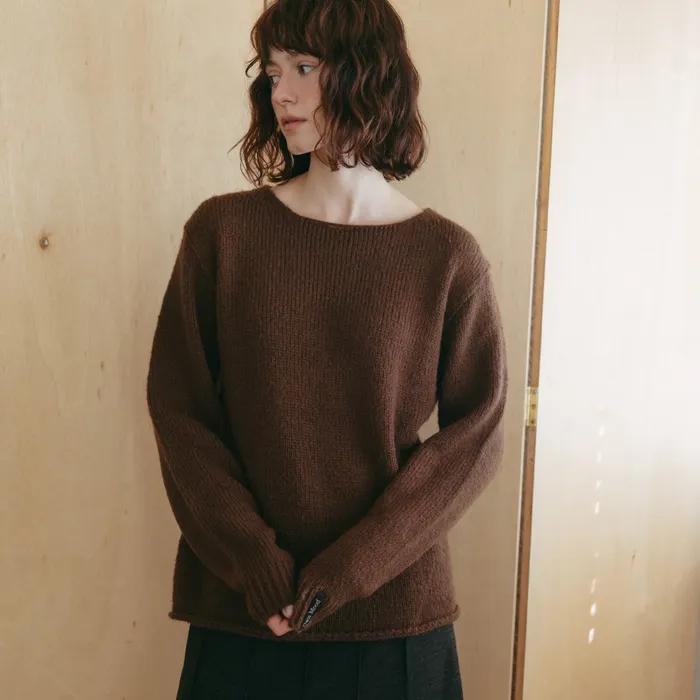 CLOUD SOFT MOHAIR KNIT - BROWN