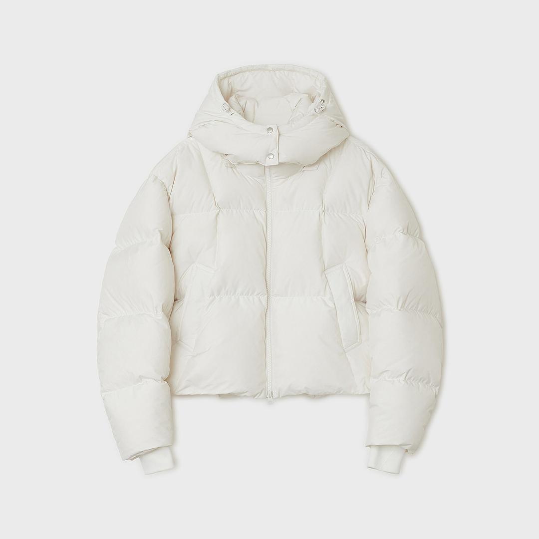 크로스 라인 후디드 구스 다운 - 아이보리