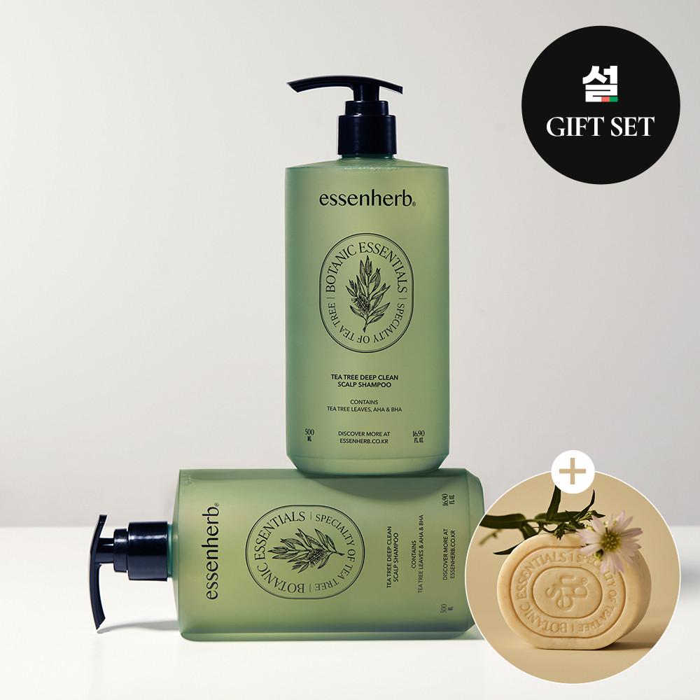 [1만 N포인트 지급] 에센허브 티트리 딥클린 스칼프 샴푸 500mlx2 (클렌징바 증정)
