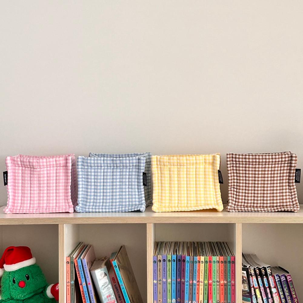 체크 패브릭 바구니