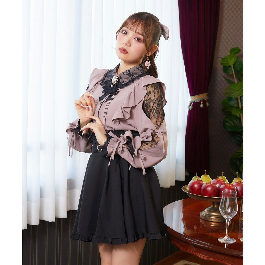 ロジータ ROJITA 配色リボンスリーブブラウス （ピンク）