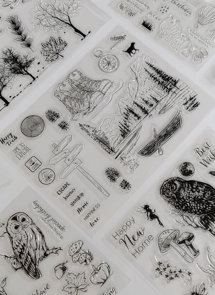 숲속 캠핑 빈티지 클리어 젤리 스탬프