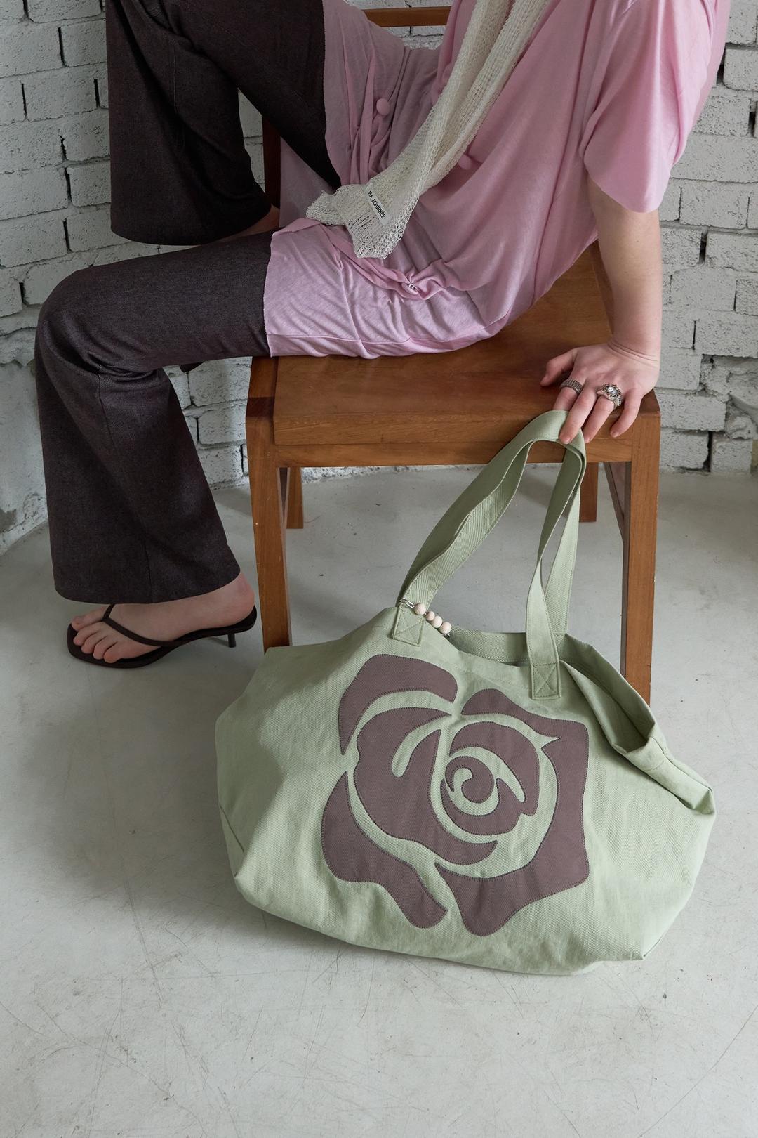 [05.15  순차발송] ROSE PATCH ECO BAG_GREEN