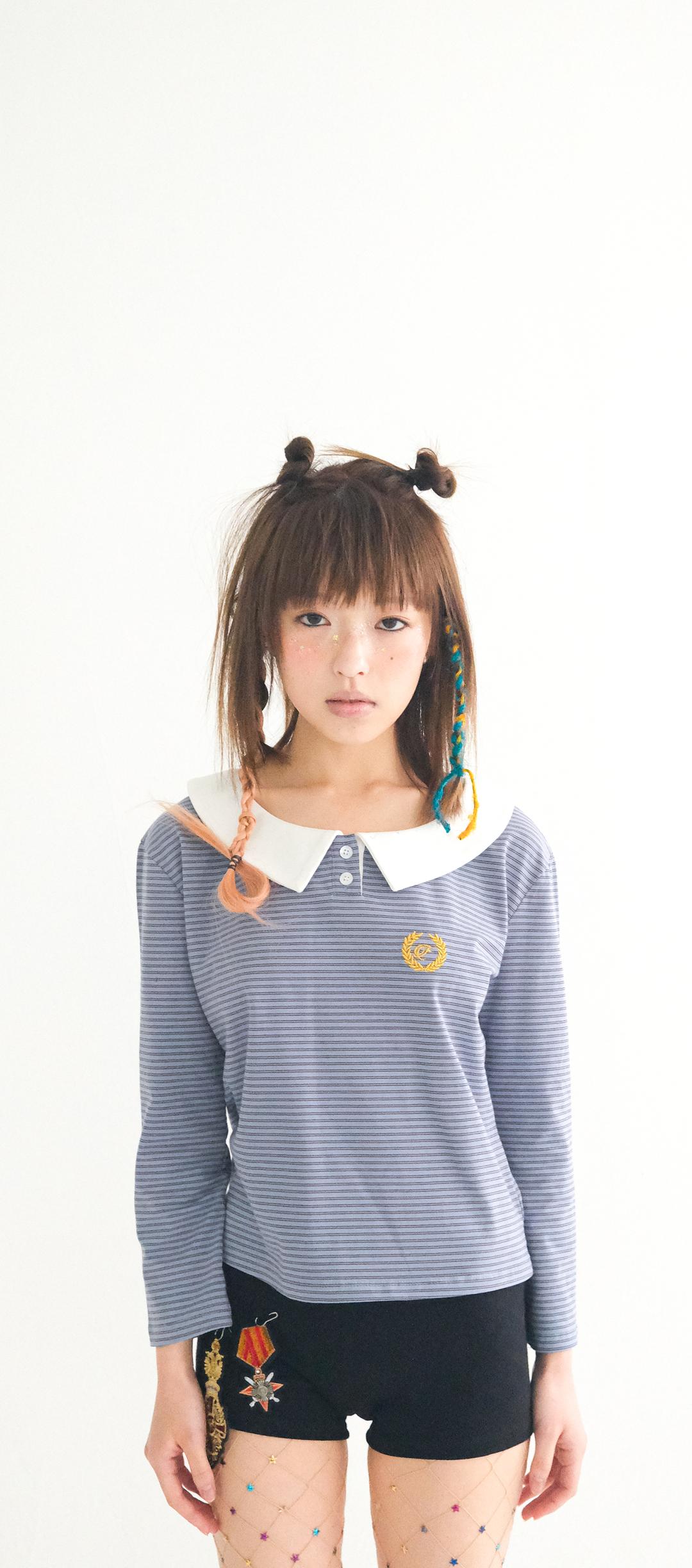 [fa.er.ie] peter pan collar stripe top (blue)