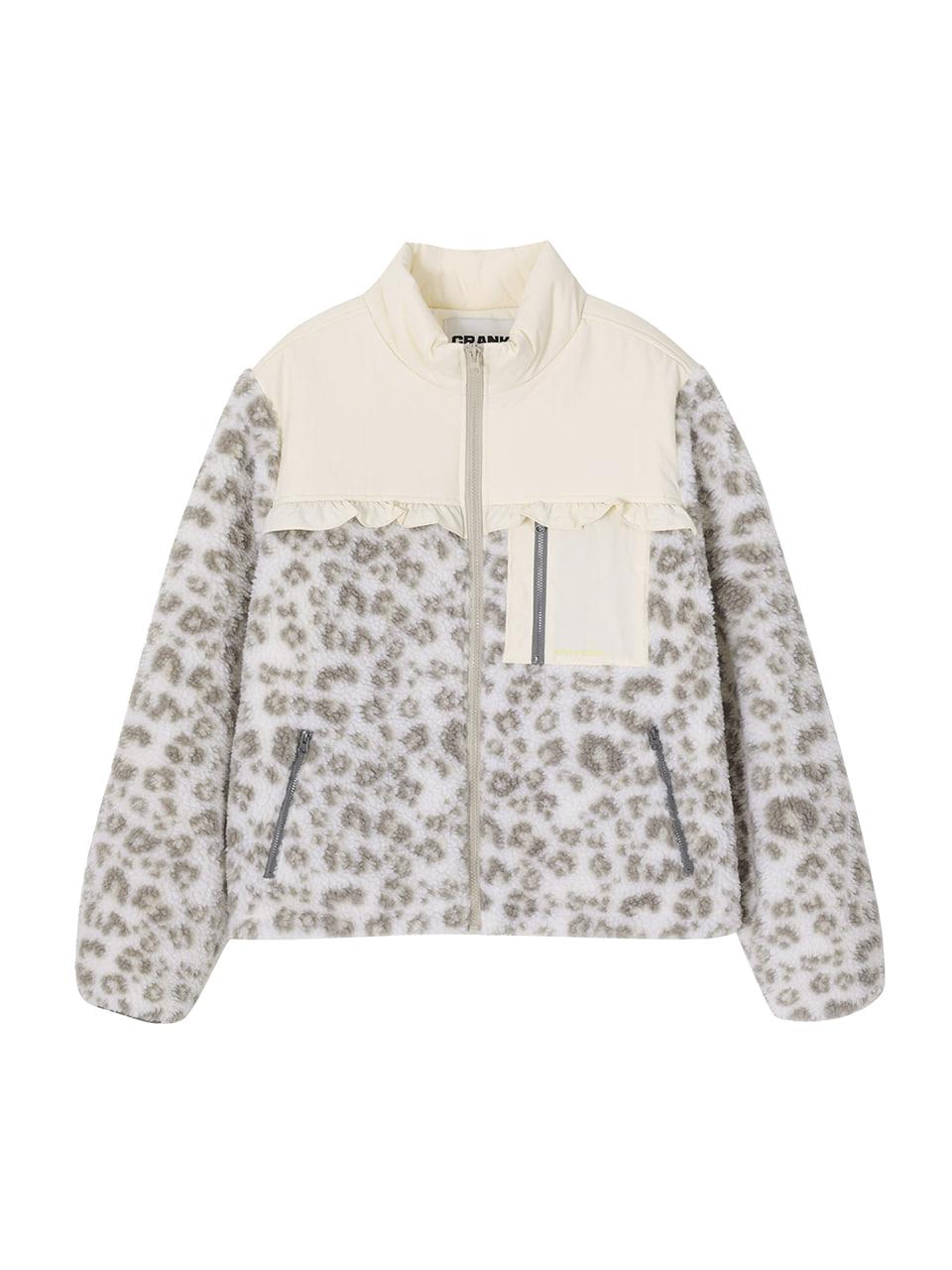 FRILL LEOPARD FLEECE JACKET_IVORY