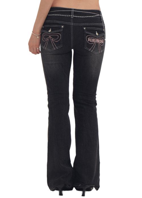 Ribbon stitch bootcut jeans (dark grey)