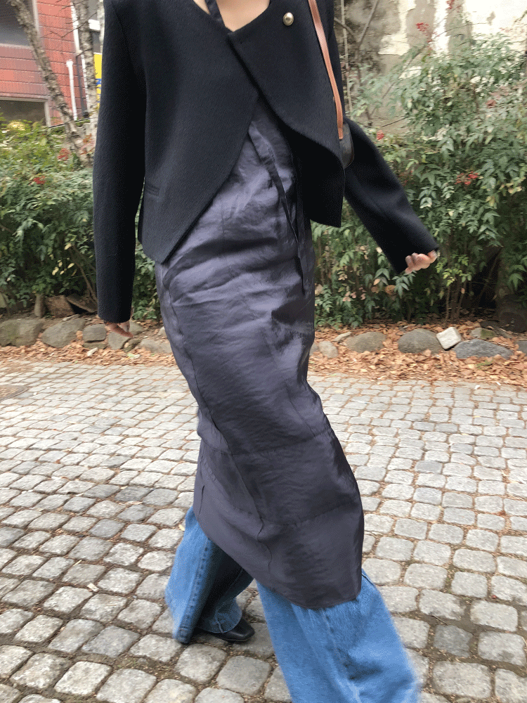 파우드 스카프 슬립 원피스