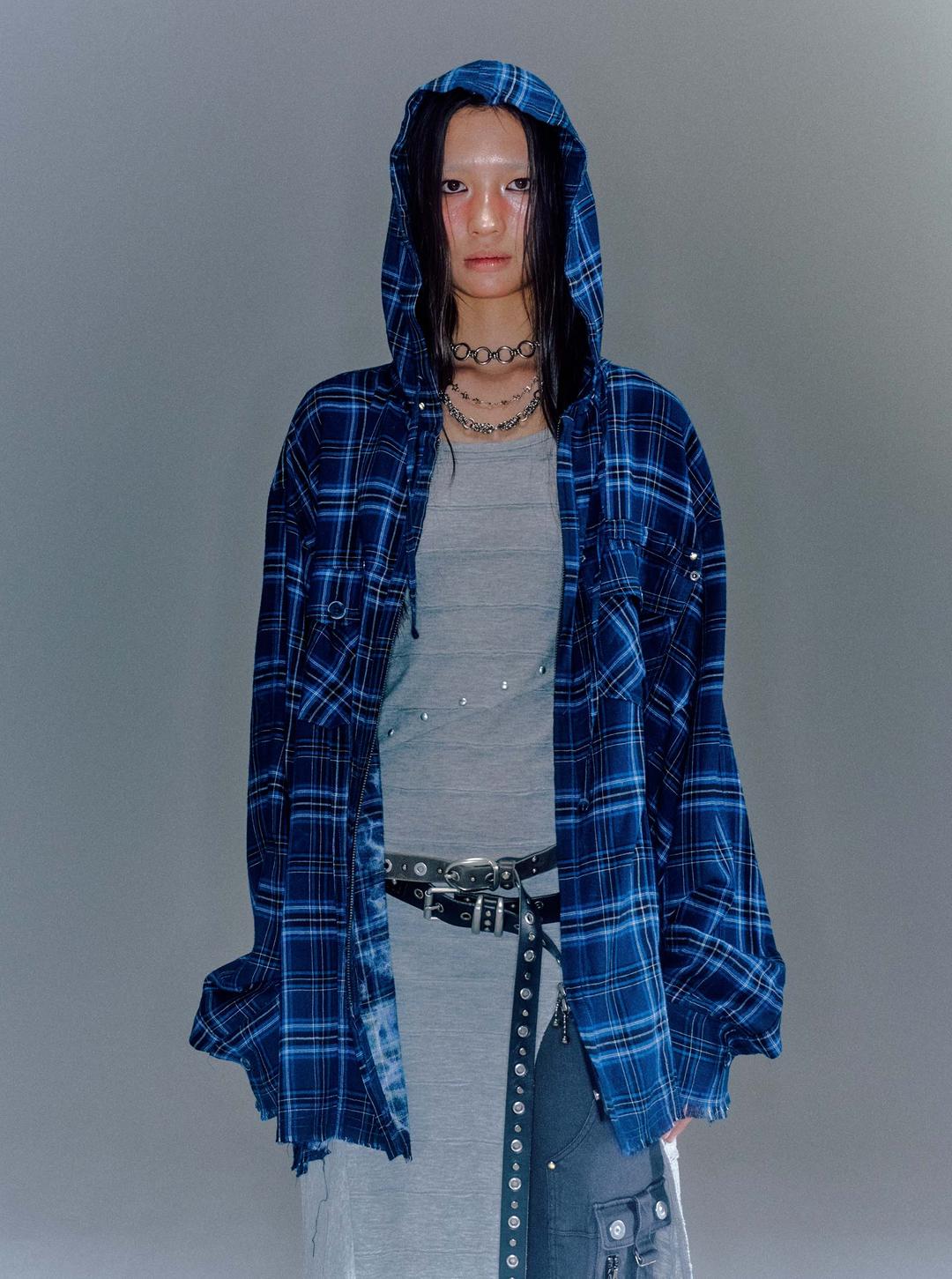 WOMEN HITCH STUD HOOD SHIRT NAVY