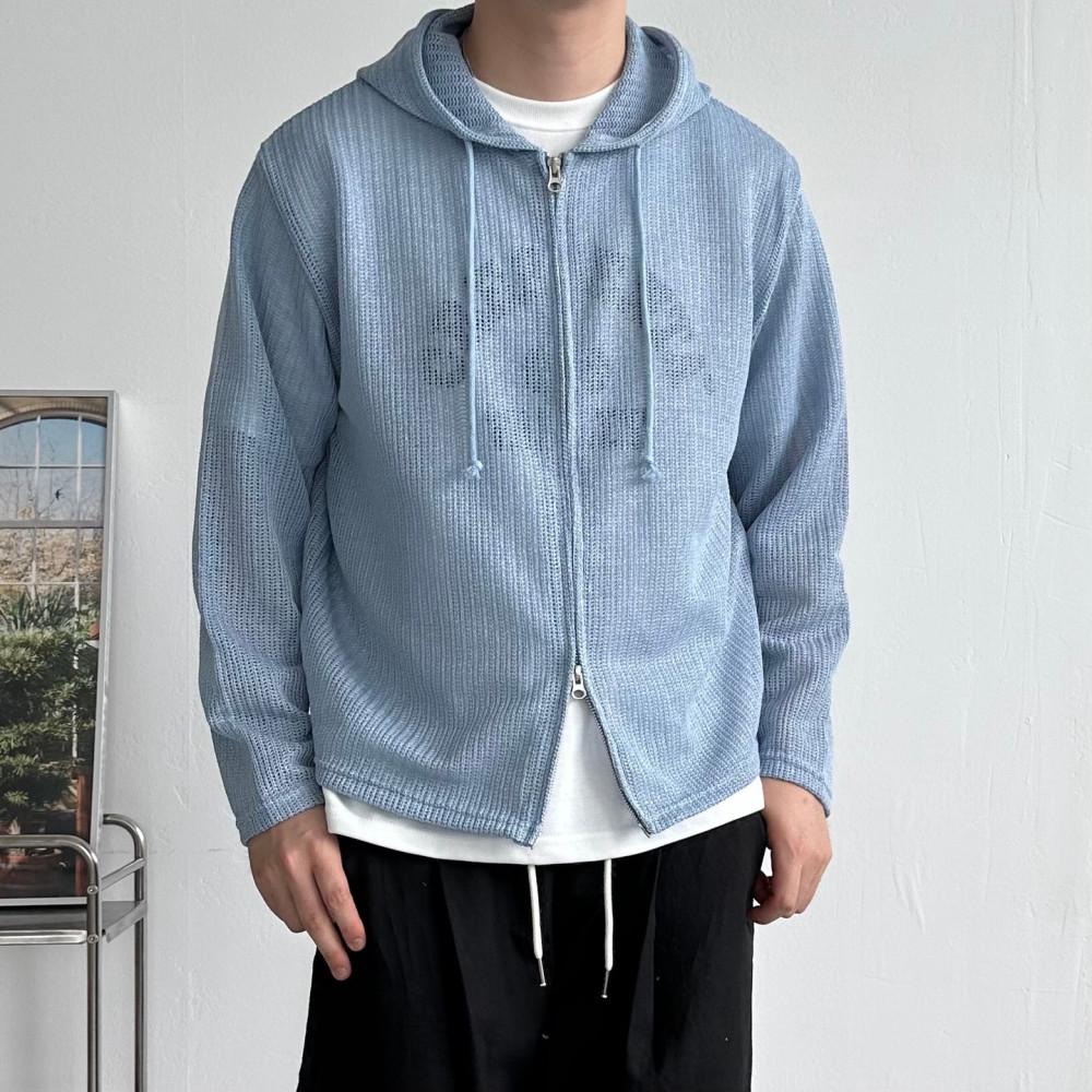 얇은후드집업 여름후드집업 매쉬 시스루 망사 펀칭