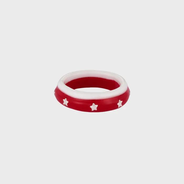star two track ring-white red
