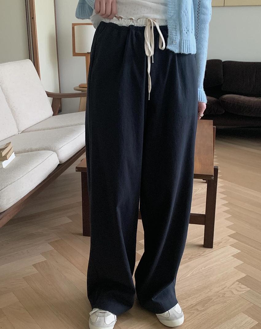오디너리먼트 (5일소요)로드 배색 와이드팬츠 3color! (데일리룩/꾸안꾸룩/밴딩팬츠)