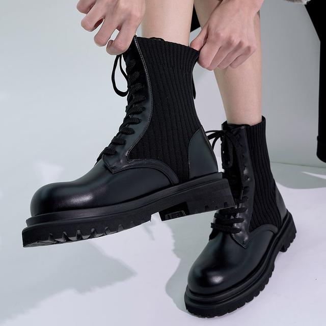Riana Knit Lace-Up Walker Boots_B1525