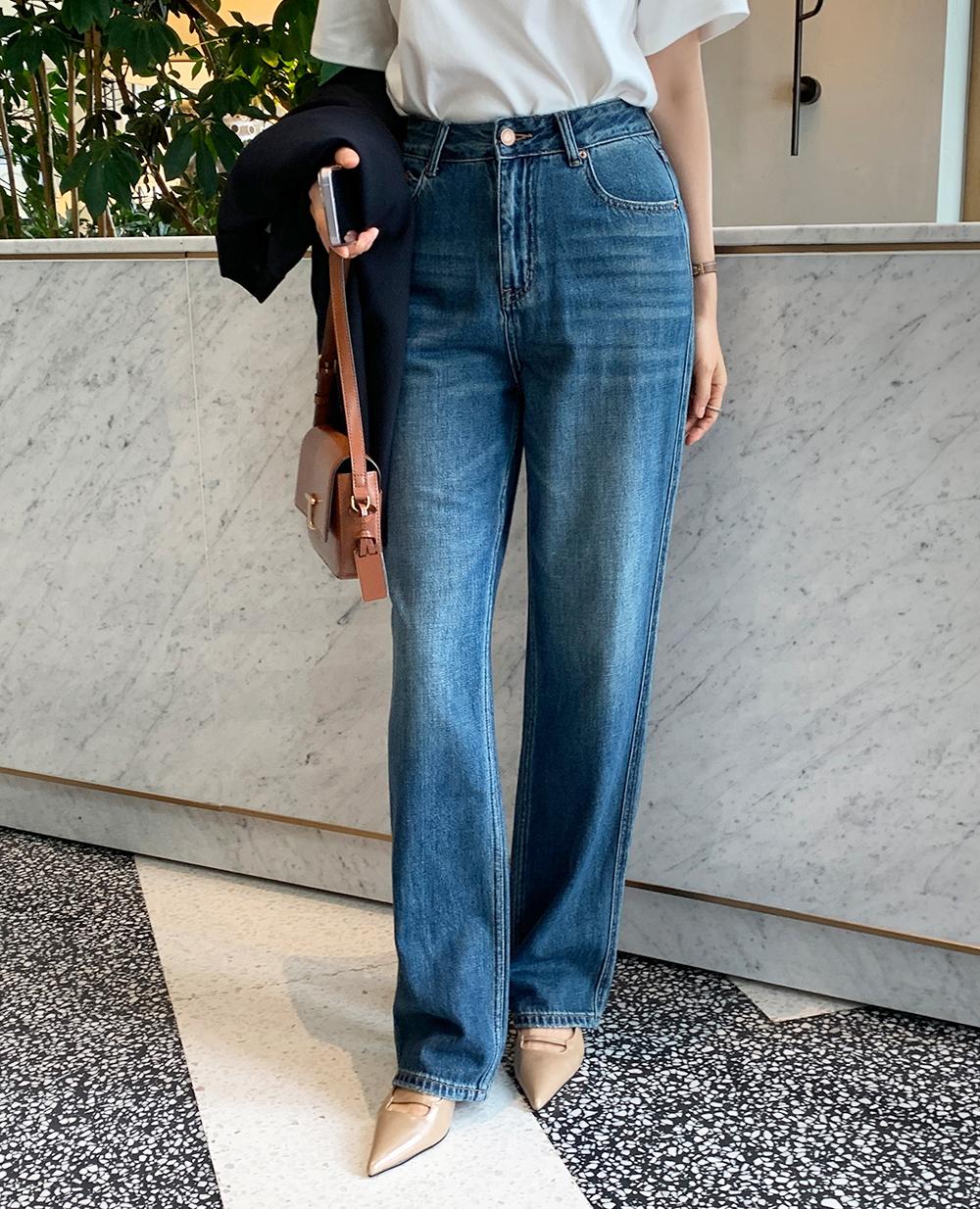 솔트 일자 롱 데님