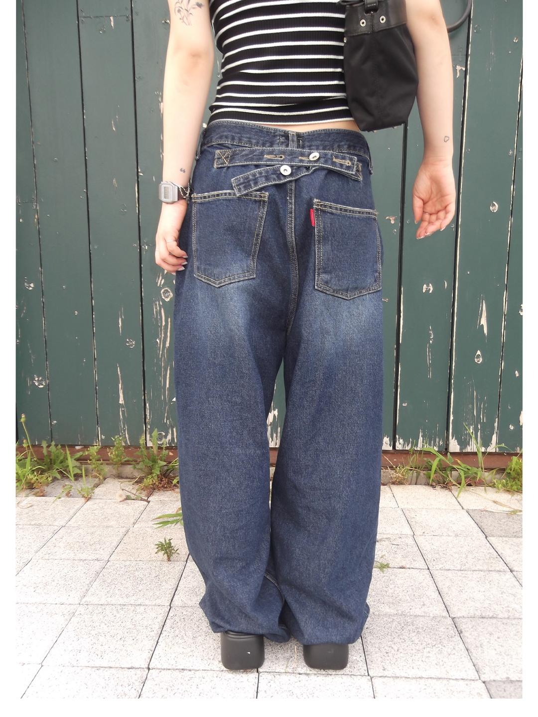 back button denim pants