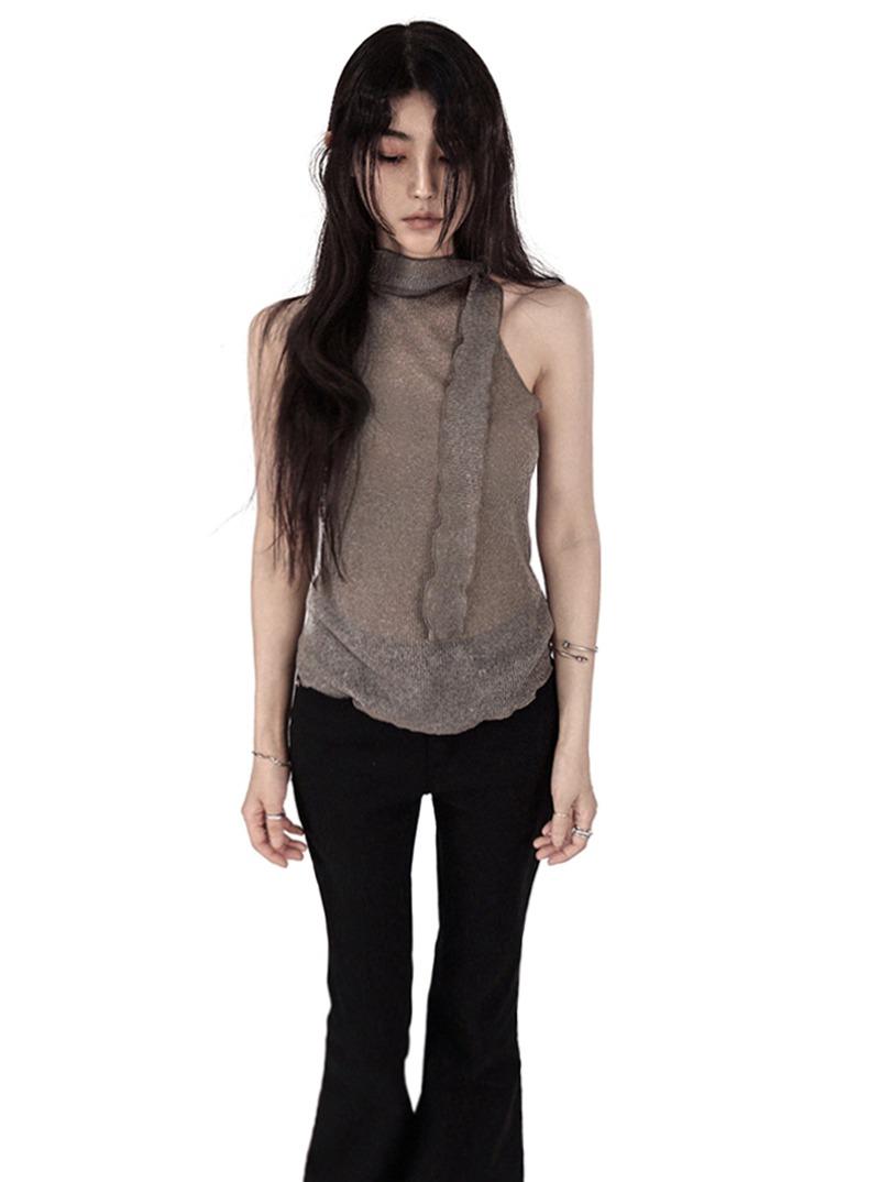 [6/11순차발송] NOJE TIE HALTER SLEEVELESS  노제 타이 홀터 슬리브리스 (4COLORS)