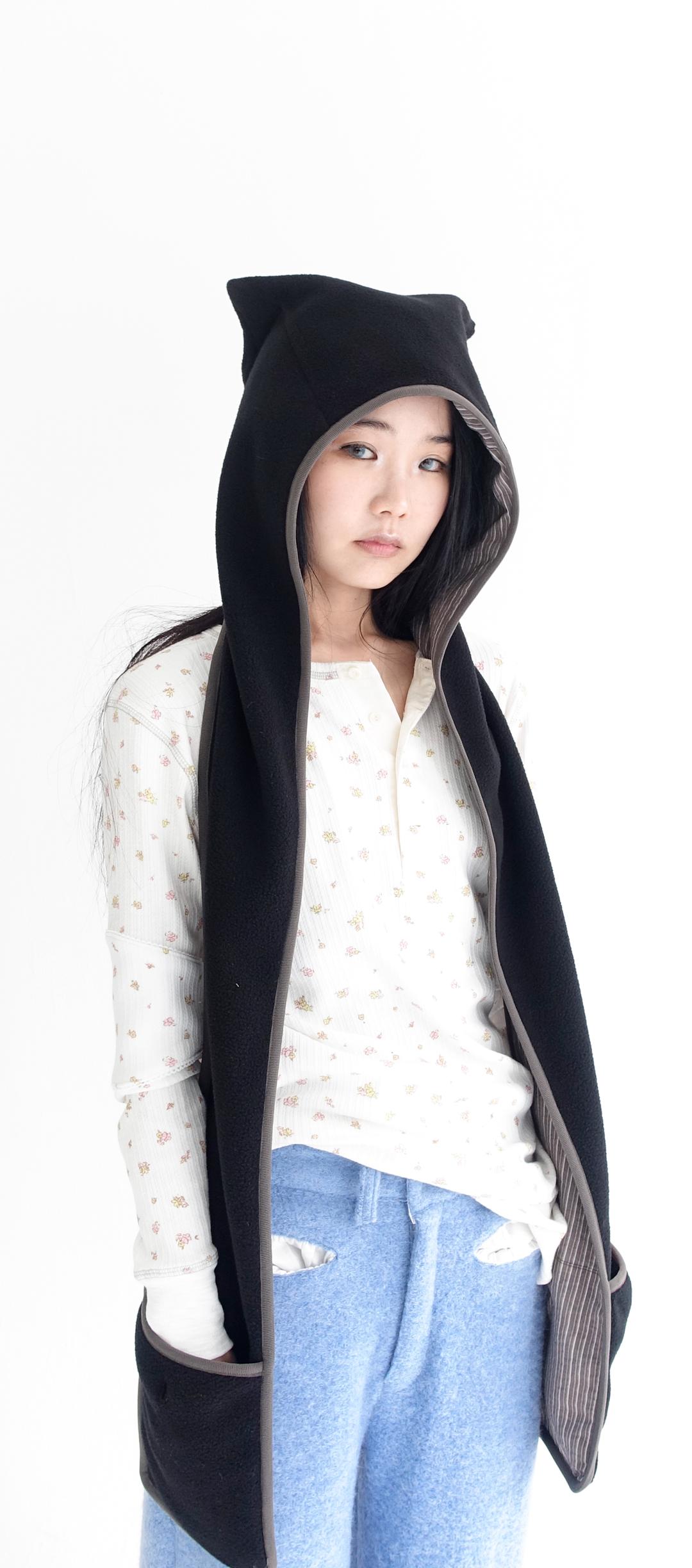 2차★[fa.er.ie] fleece ear hood muffler (black)