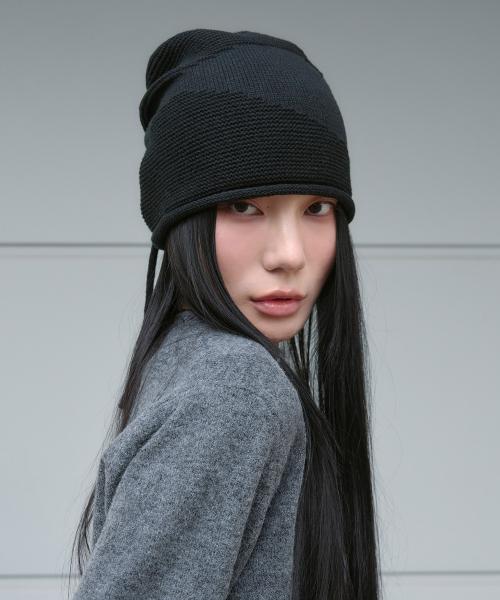 콘트라스트 엠보 스트링 비니 [black]