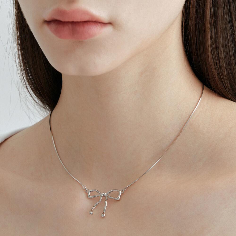 [925 SILVER] Flow Ribbon Necklace