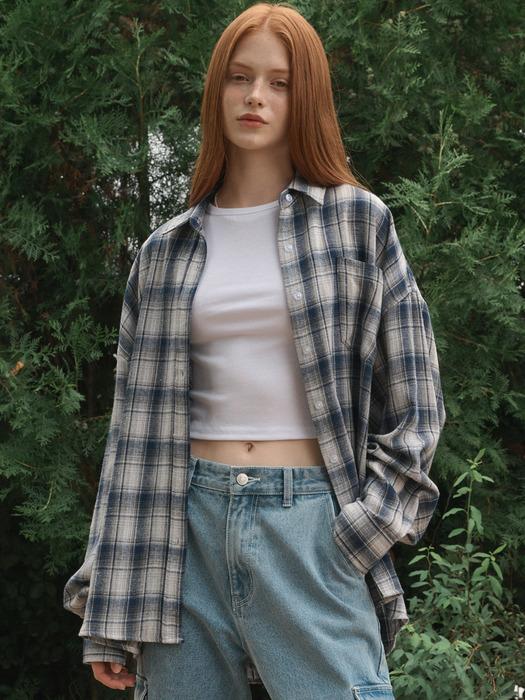 Oversized checkered shirt 3color