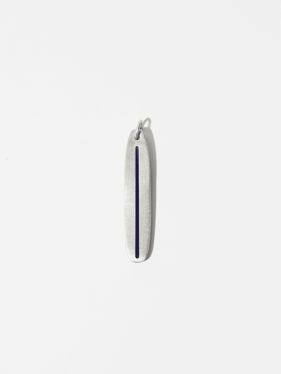 Silver Surfing Surfboard Pendant (Blue One Line Longboard)