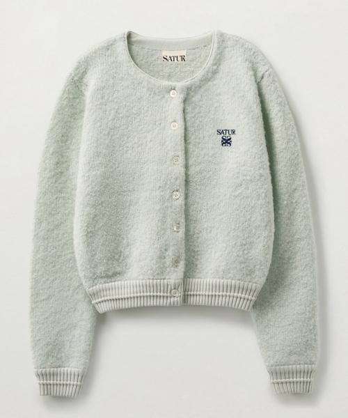 (W) 부클 크루 넥 가디건 민트