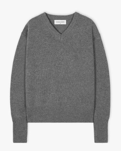 [CHURCHILLROMPER] SUPER EXTRAFINE V-NECK PULLOVER (MELANGE GREY)