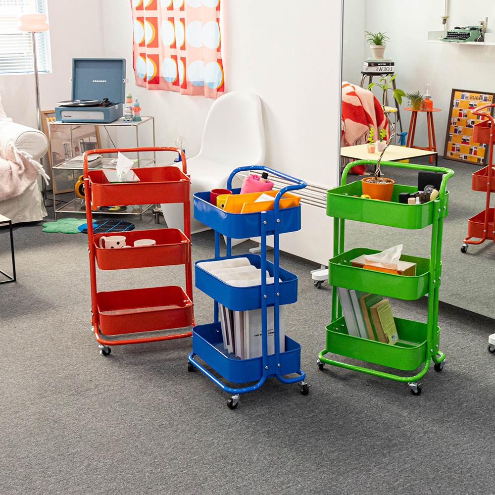 바나코 TERSO 컬러 철제 트롤리 카트 3단 미드센추리 인테리어 수납 이동식 카트