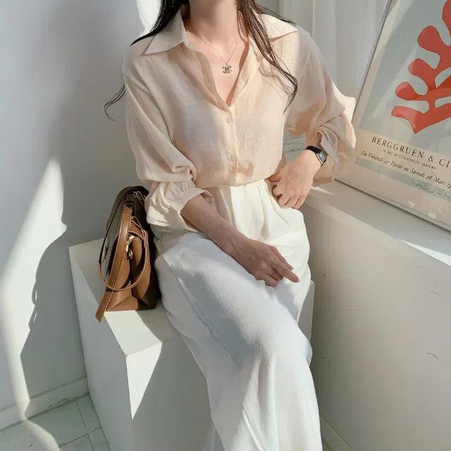 [데일리/소장각]비비드 루즈핏 여름 시스루 남방  N-0417