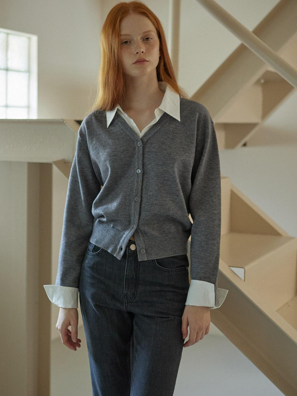 SHIRT COLLAR CARDIGAN_GRAY