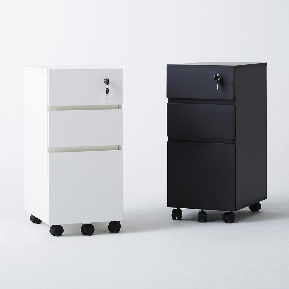 블루밍홈 책상서랍장 보조서랍장 캐리 3단 사무용 자물쇠 이동식