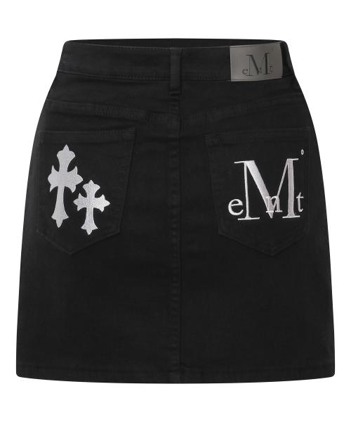 피스톨 백 레더 더블 크로스 스커트