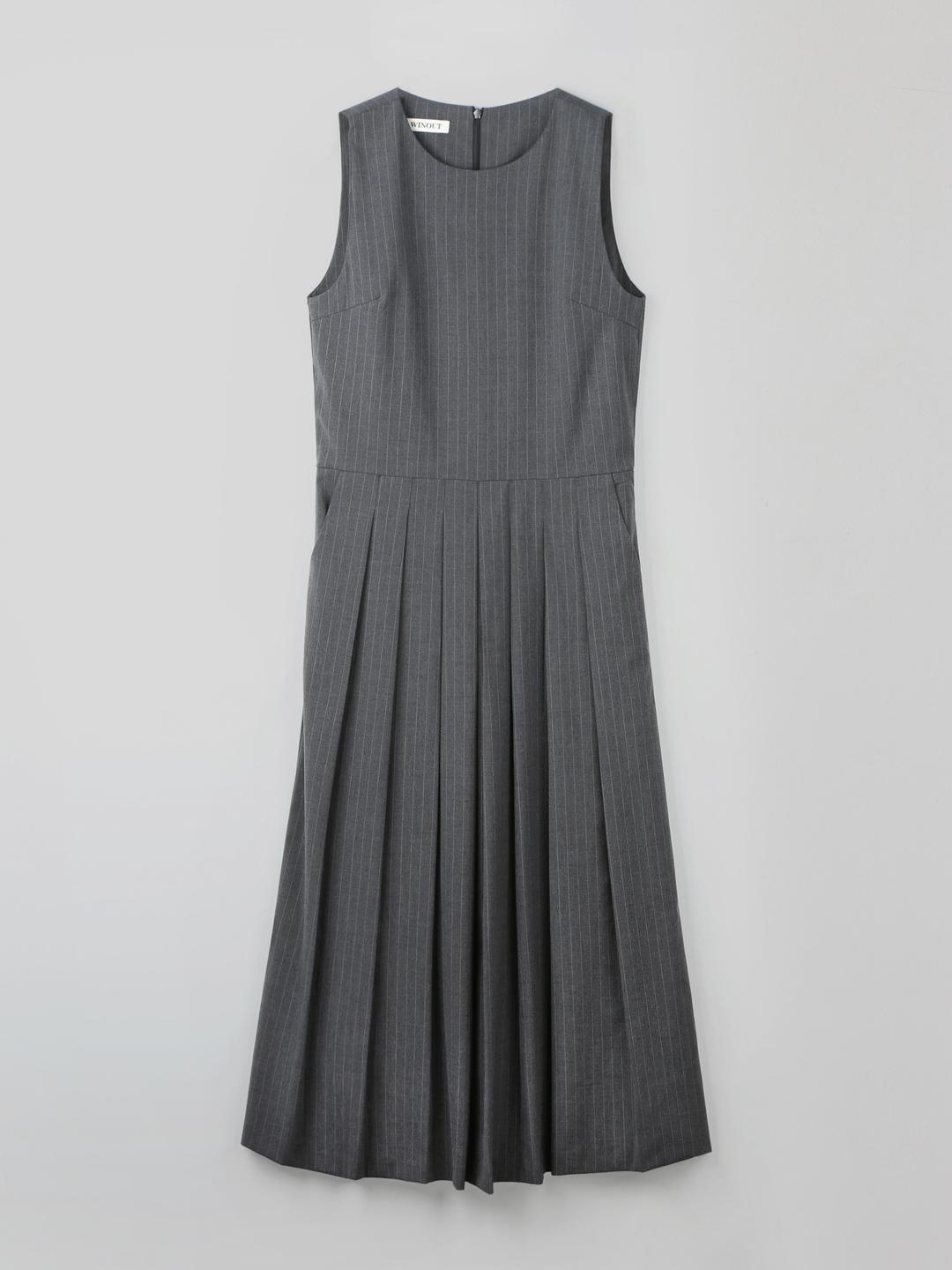 MADE 리네아 플리츠 스트라이프 원피스 - GREY