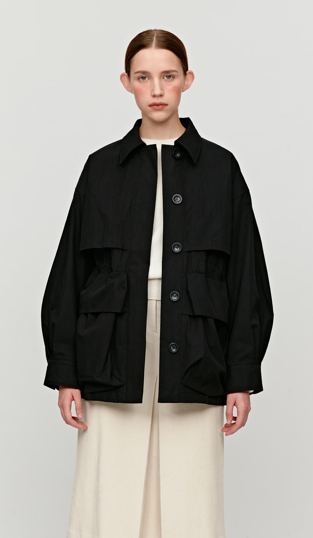 TWF VOLUME POCKET COLLAR PARKA_BLACK