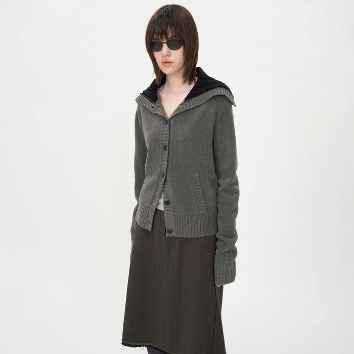 스프레드 칼라 카디건 CHARCOAL