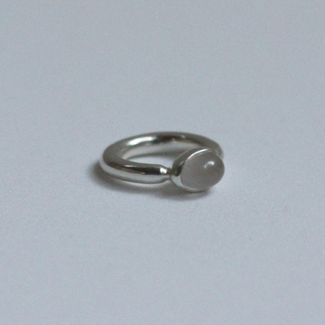 Sterling Egg and Stone Ring