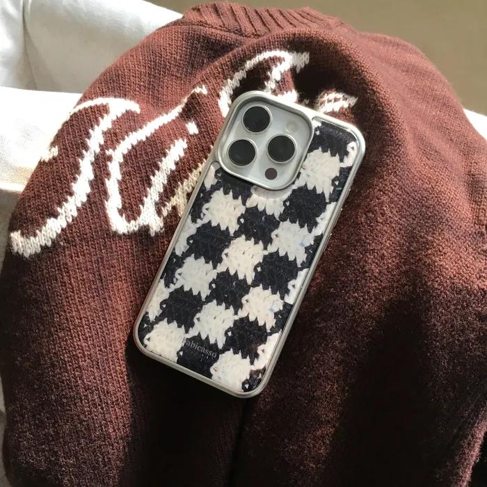 Epoxy Silver Case[Check Knit Black]
