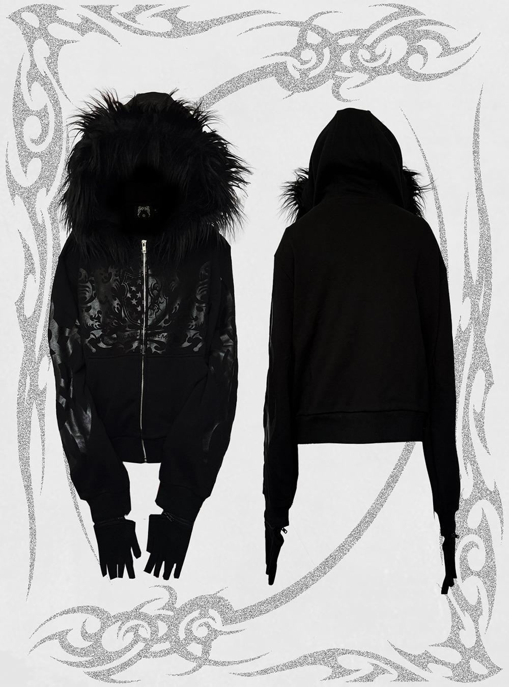 Detachable Fur Collar Cropped Hoodie