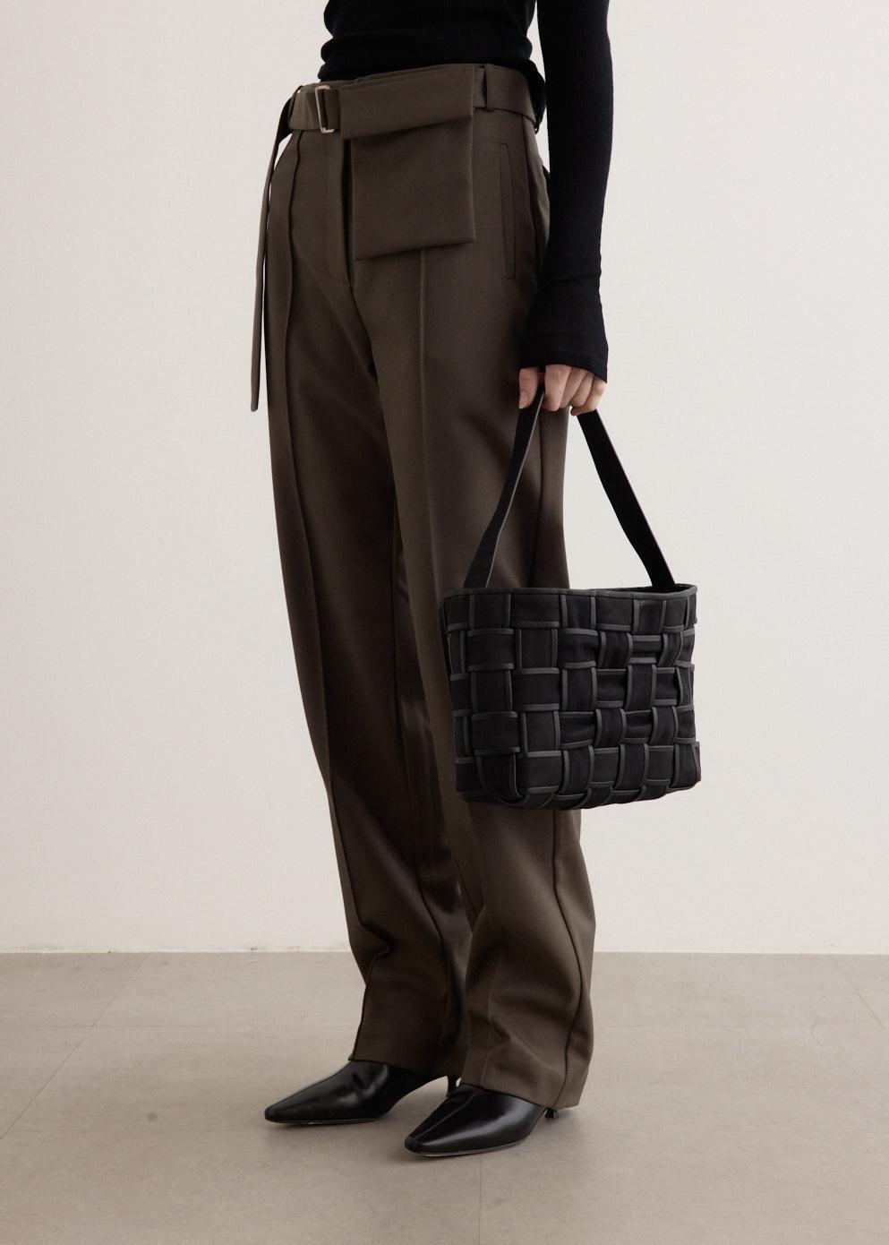 Border Woven Mini Tote - Black / OS