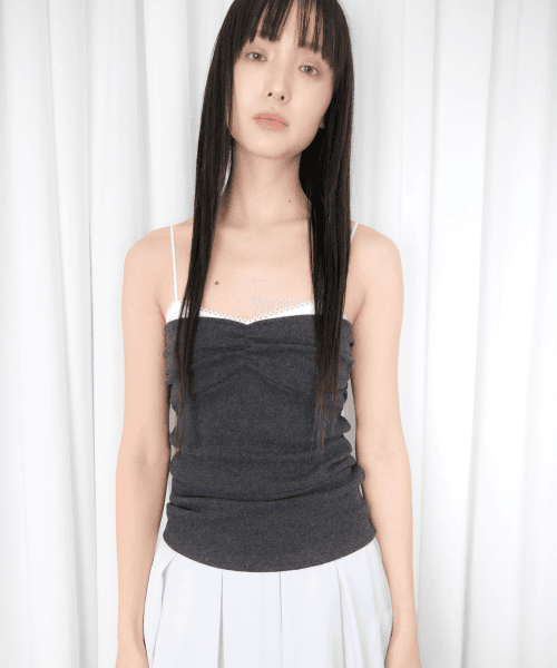 레이어드 소프트 니트 캐미솔 *차콜