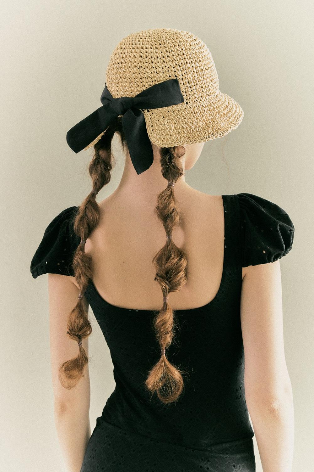 BOW BUCKET HAT_Light Beige