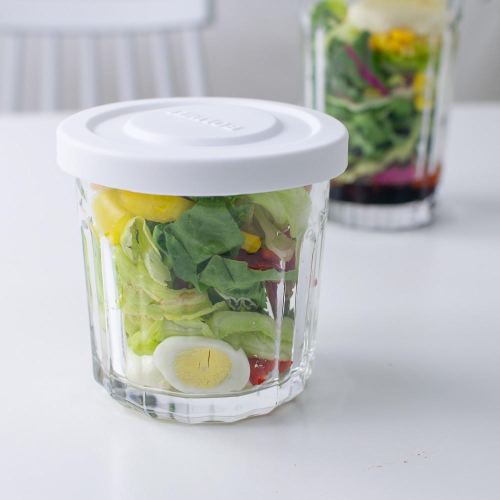 실리콘 뚜껑 밀폐 유리병 유리 용기 밀프랩 이유식 샐러드 보틀 400ml