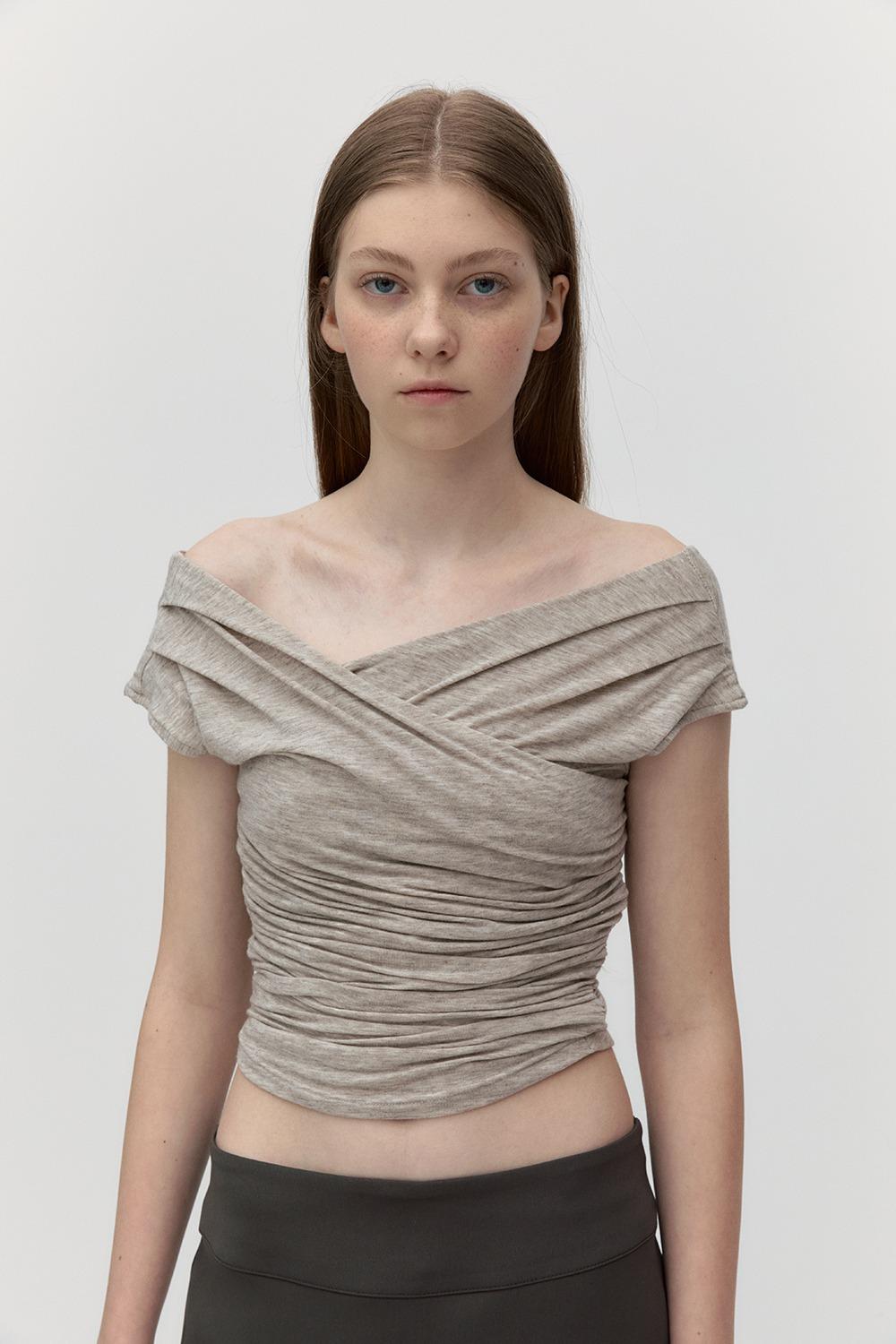 DOUBLE DRAPE LAYERED TOP [MELANGE GREY]