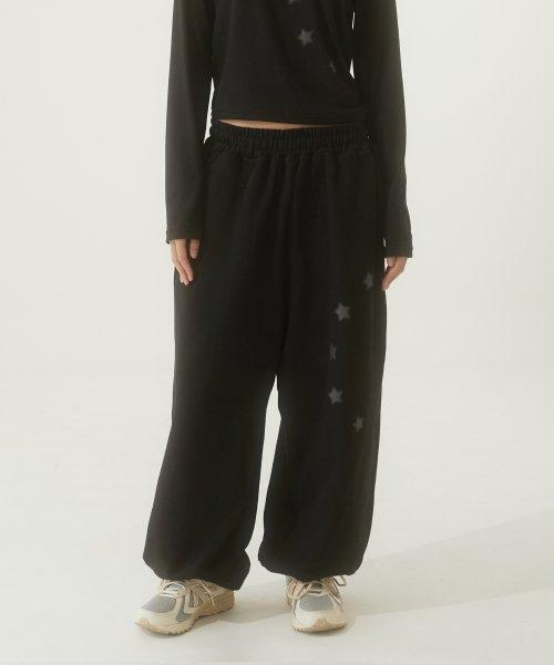 하프 서클 스타 조거 스웻 팬츠, 블랙