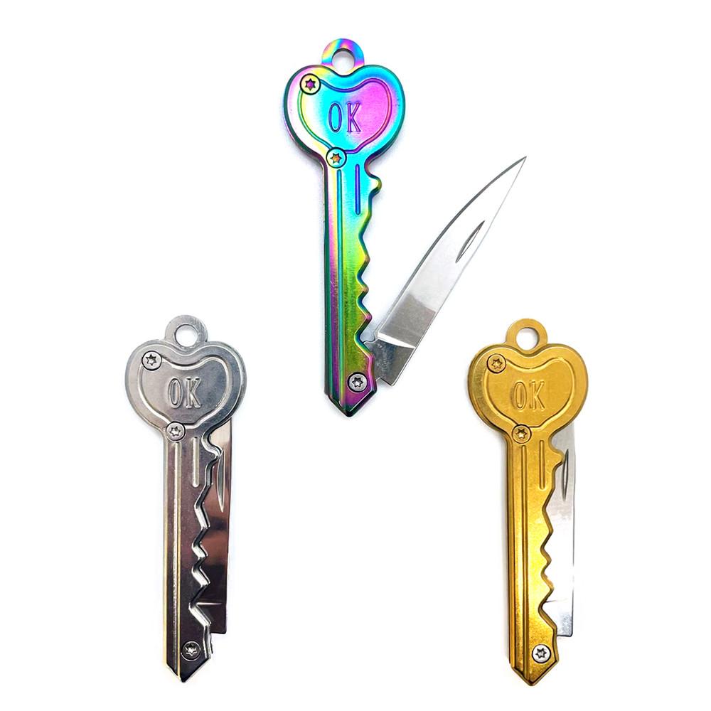 [ 하트 키링 ] Multipurpose knife key ring. 우니88 하트 열쇠 미니 접이식 칼 키링 다용도 폴딩 나이프 캠핑 휴대용 열쇠고리 호신용 칼 유니크 소품 키링