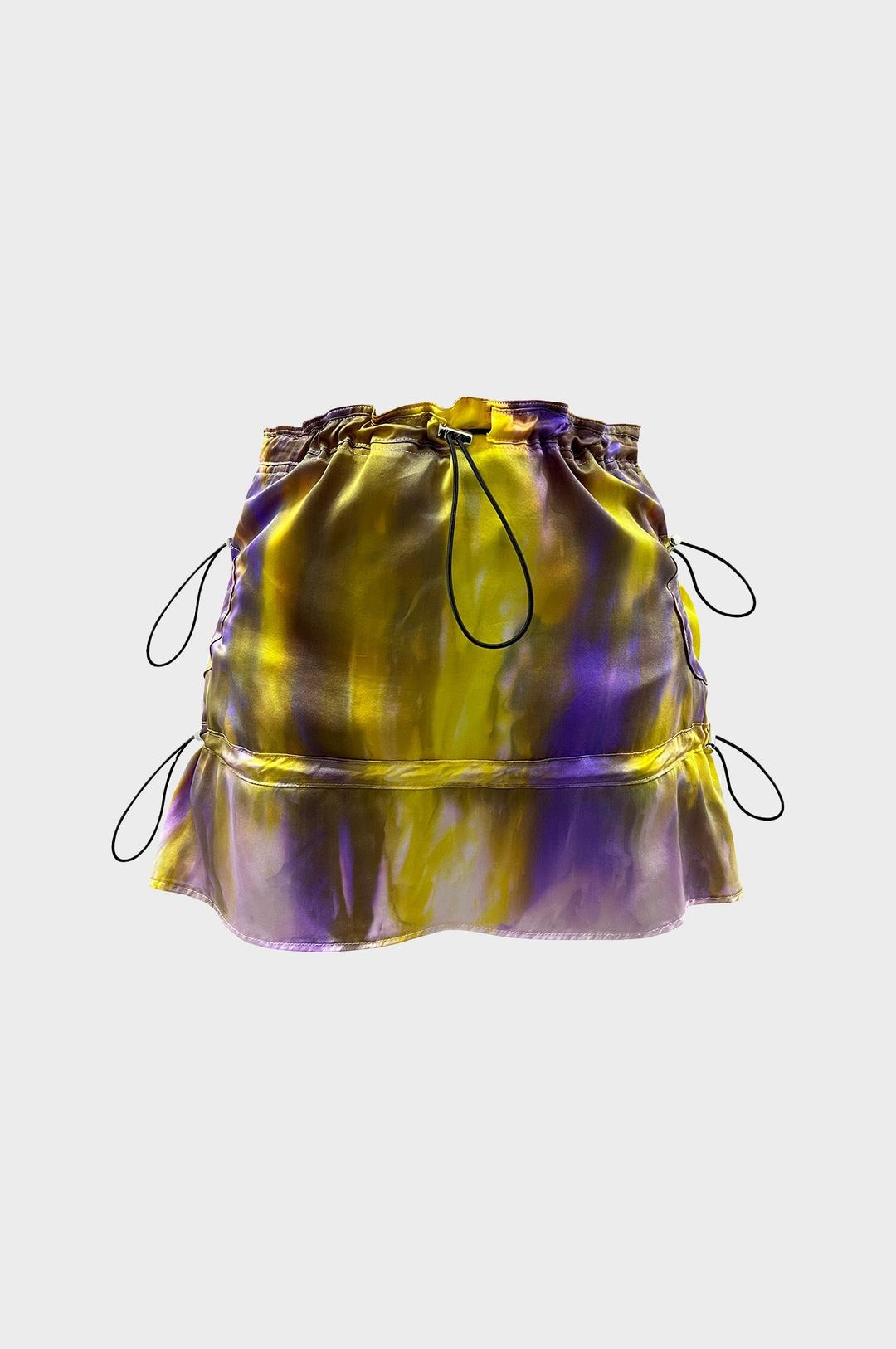 Leo - Raincloud Tie Dye Silk Gathered Short Skirt / Top - Multi / XS