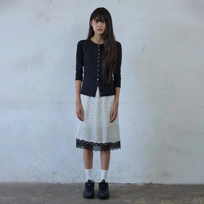 Dot Rib Jersey Cardigan _ Black